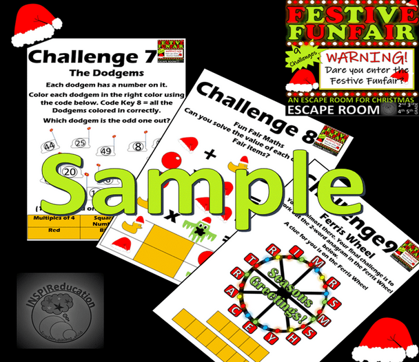 Christmas ESCAPE ROOM: Festive Funfair - 9 Challenges, Student Workbook, Resources, Answer Key