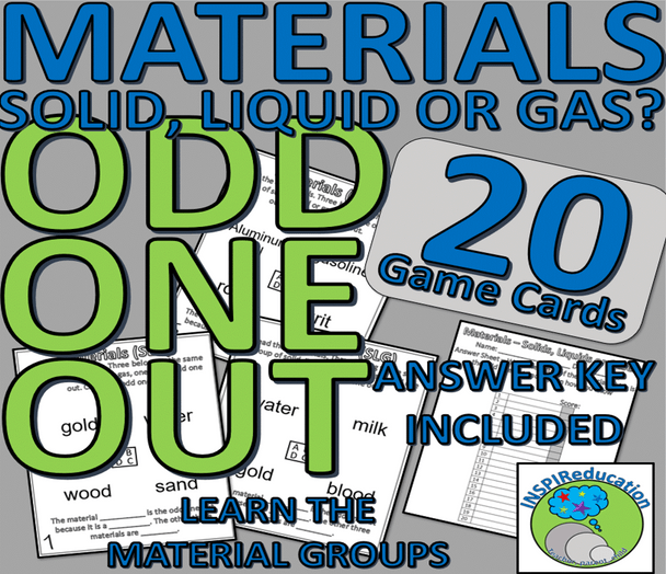 SCIENCE Materials: Odd One Out - sorting and classifying card game