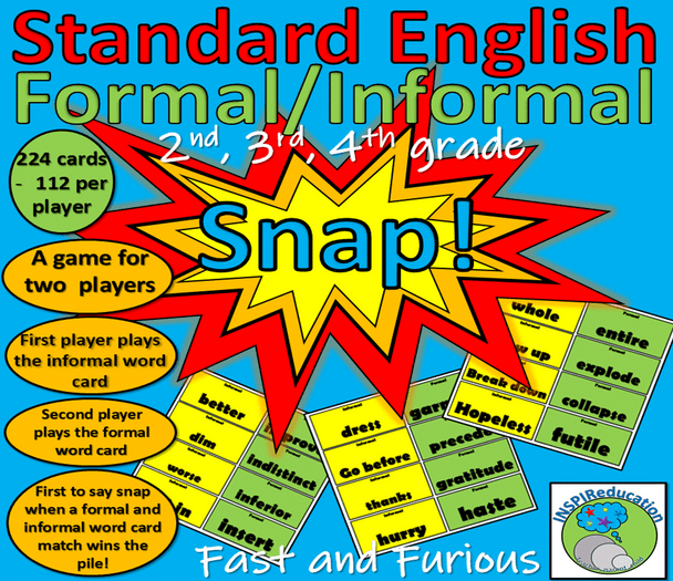 ELA Standard English BUNDLE: 206 slide PPT, Snap Card Game, "I have...Who has..?" Card Game