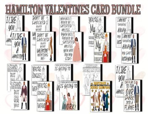 Hamilton Valentines Day Cards Bundle & Bulletin Board