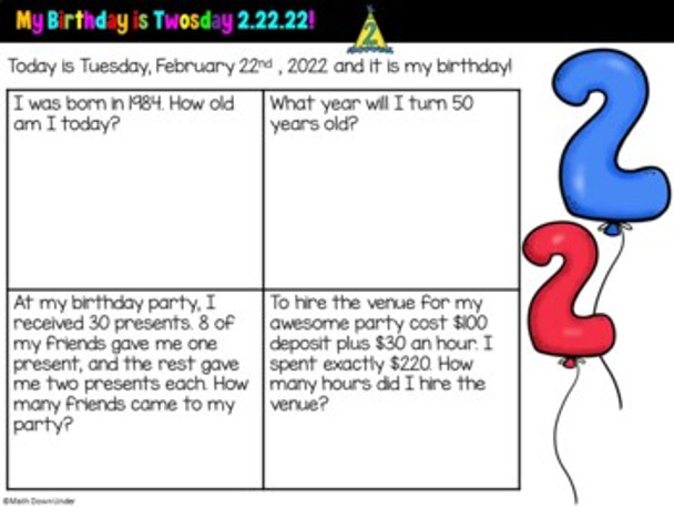 Twosday Digital Math Activities for Middle School | 2/22/22 2's Day