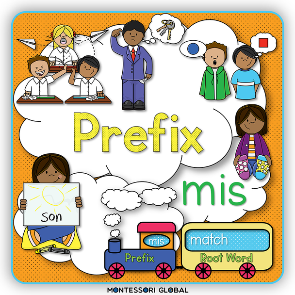 Use a PowerPoint Presentation to introduce the prefix - mis. Follow up with Boom Cards and printable Montessori matching cards and Posters. Includes a prefix train animation to understand the function of prefixes.

Included:
PowerPoint Presentation
Matching Cards
Posters
Boom Cards
Prefix Train animation.