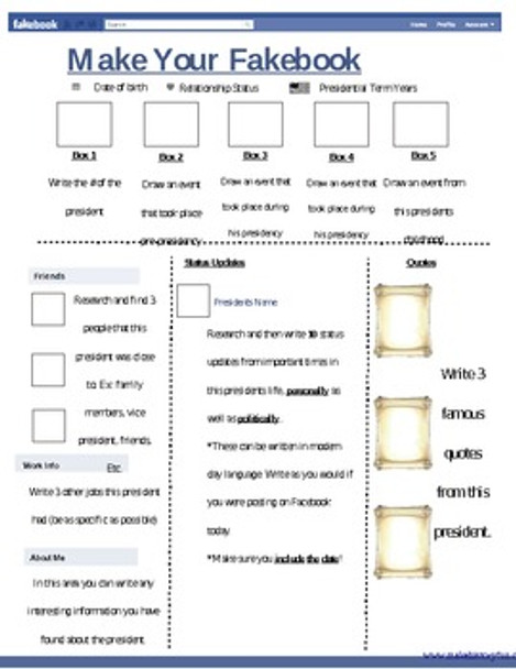 Blank Fakebook Templates for Students