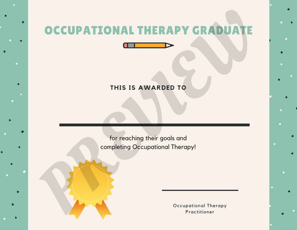 Occupational Therapy Graduation Certificate Printable | Pediatric OT