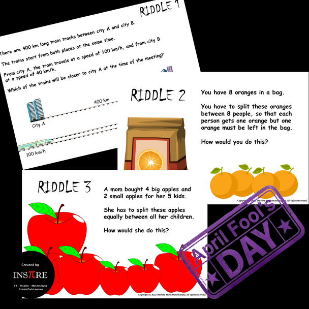 FREE April Fool's Day Math Activities Math Riddles Prank Puzzles Printable