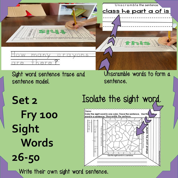 Sight Word Sentence Writing Set 2