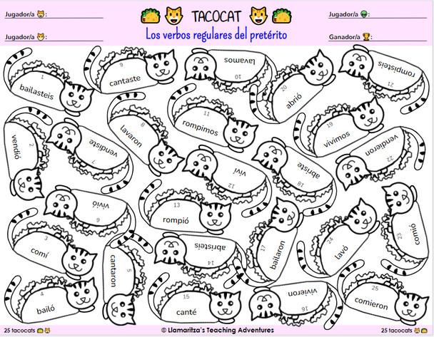 Tacocat Game: Regular Preterite Tense