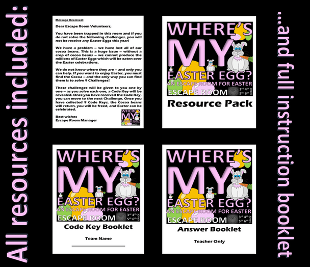 EASTER ESCAPE ROOM: Where's my Easter Egg (Science) 9 Challenges, Resources and Answer Key