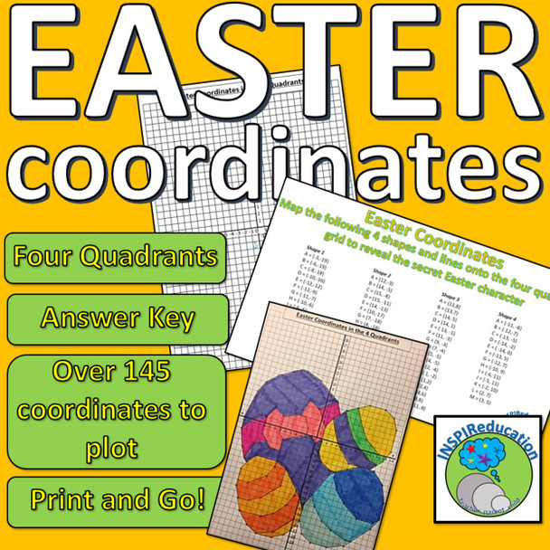 EASTER Coordinate Bundle Pack - 4 Activities - Chick, Cross, Eggs, Lamb - Print and Go, Answer Keys included