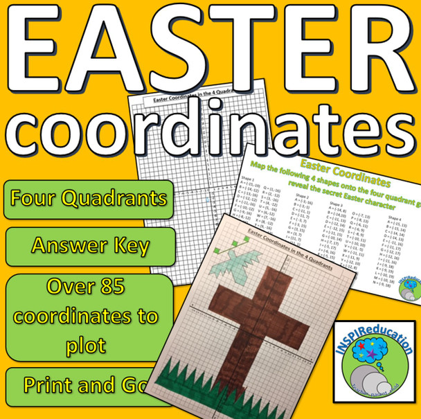 EASTER Coordinate Bundle Pack - 4 Activities - Chick, Cross, Eggs, Lamb - Print and Go, Answer Keys included