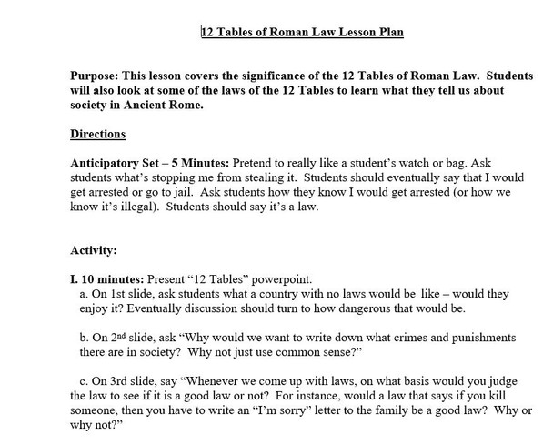 The 12 Tables of Roman Law - Roman Culture Lesson