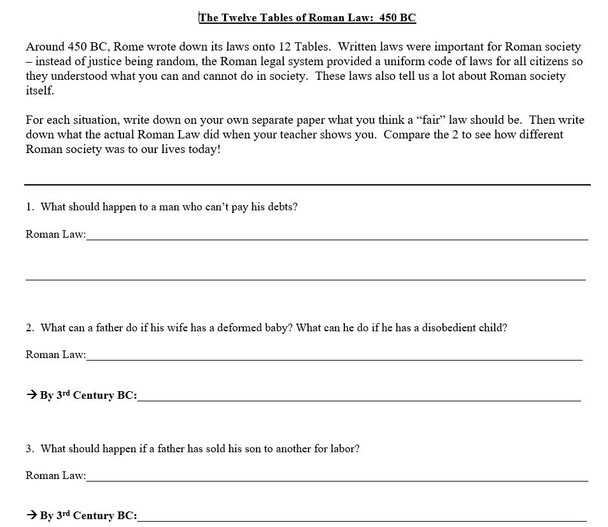 The 12 Tables of Roman Law - Roman Culture Lesson