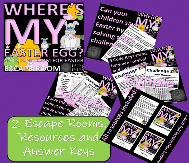 EASTER BUNDLE OF ACTIVITIES: Party, Escape Rooms, Math Challenges, STEM Challenge, Word searches and more!