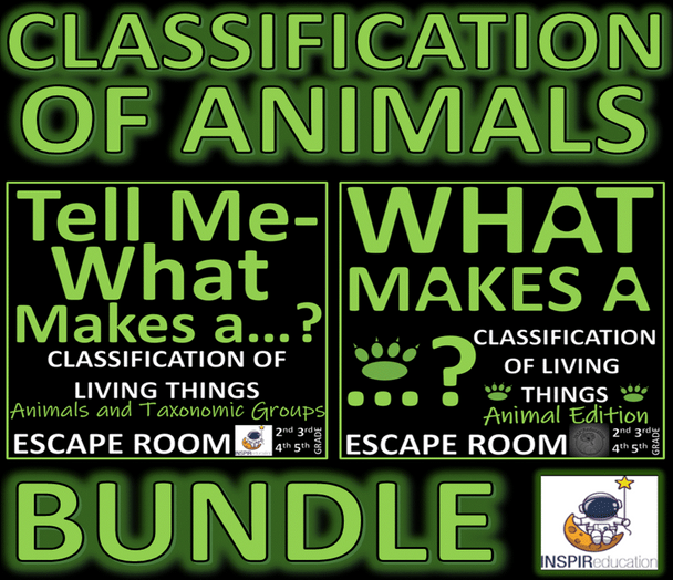 Classification of Animals: Escape Room BUNDLE, 19 Challenges, Resources and Answer Key