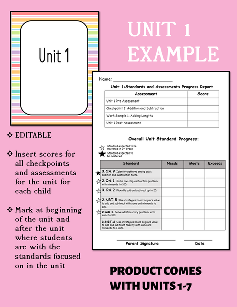 Standards Based Reporting Third Grade Units 1-7 Bridges