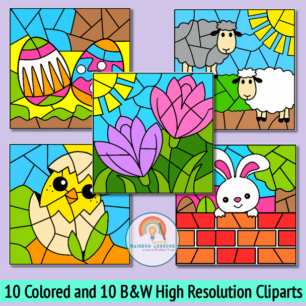 Easter Color By Number Clipart | Color by Code Easter Clipart | Easter Clip Art