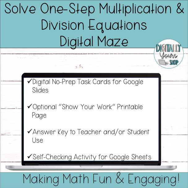 Solve One Step Multiplication and Division Equations Digital Maze