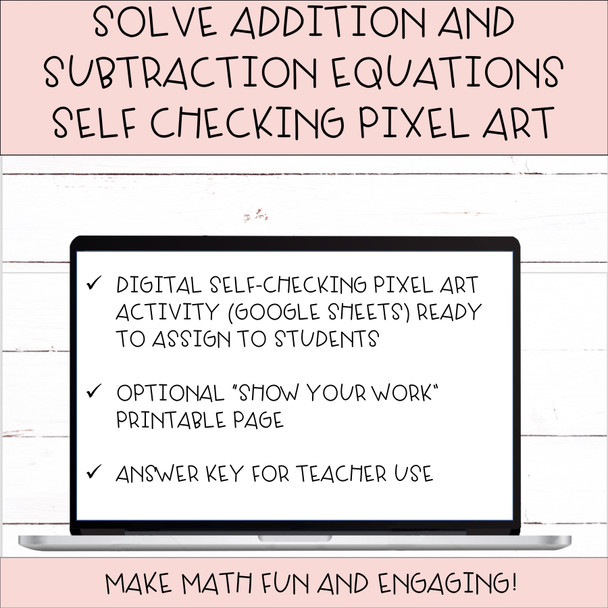 Solve Step Addition and Subtraction Equations Digital Mystery Picture Activity