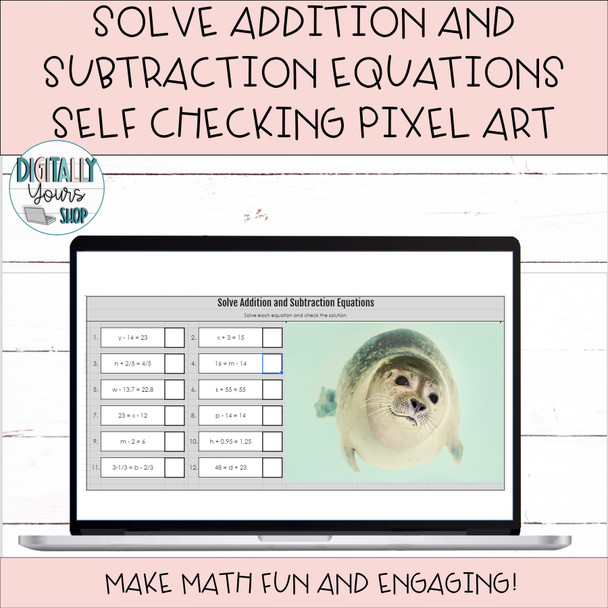 Solve Step Addition and Subtraction Equations Digital Mystery Picture Activity