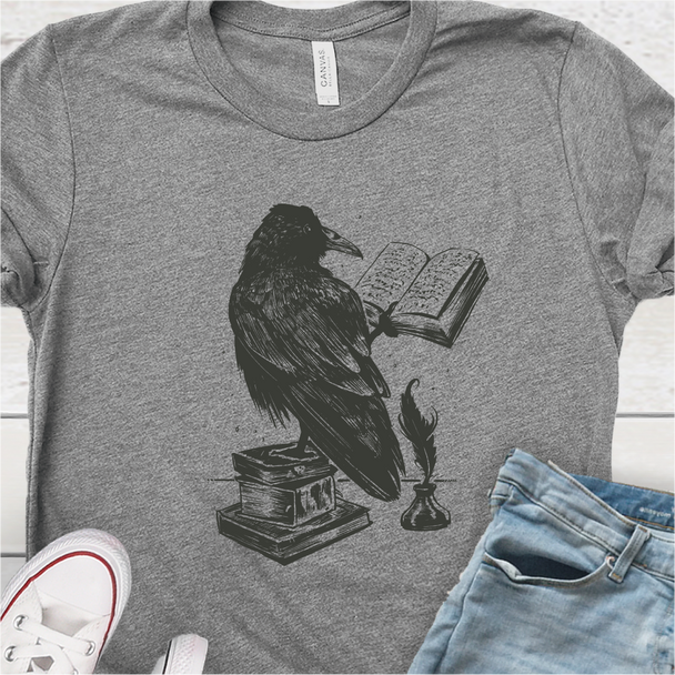 "Reading Raven" Crew Neck T-shirt