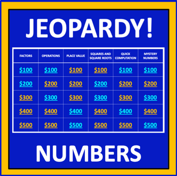 Numbers Jeopardy