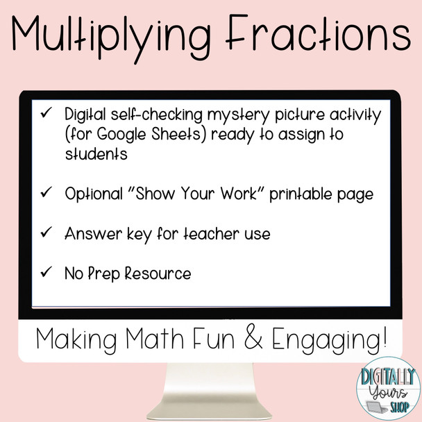 Multiply Fractions Self Checking Pixel Art 