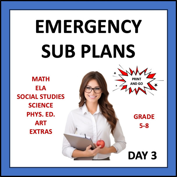 Emergency Sub Plans for Middle School: Day 3