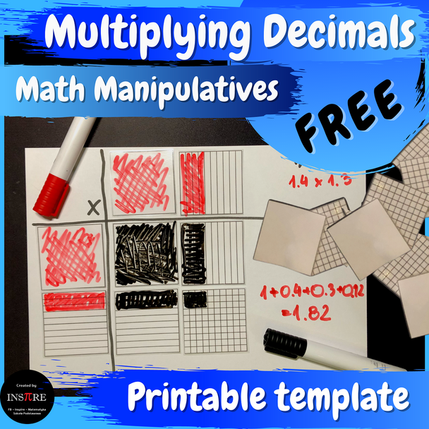 FREE Math Manipulatives | Multiplying Decimals Using Area Models Printable PDF