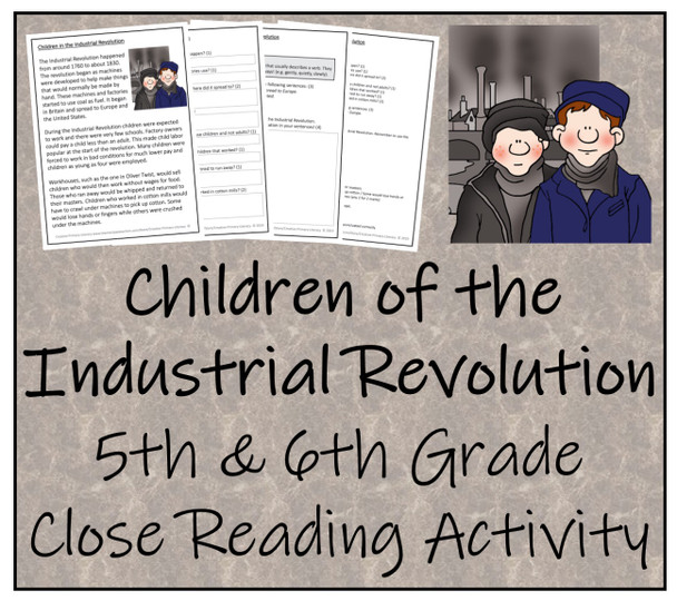 Children of the Industrial Revolution Close Reading Activity | 5th & 6th Grade