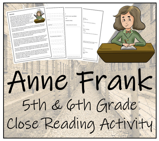 Anne Frank Close Reading Activity | 5th Grade & 6th Grade