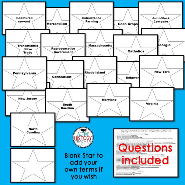 13 Colonies Review Game Swat the Star STAAR Review