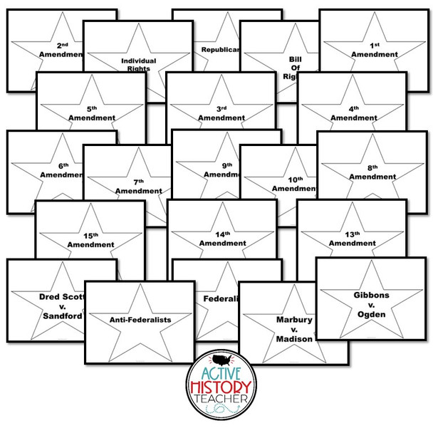 Constitution and Court Cases Review Game Swat the Star STAAR Review