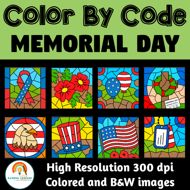 Memorial Day Color By Number Clipart | Memorial Day Clip Art | Patriotic Clipart