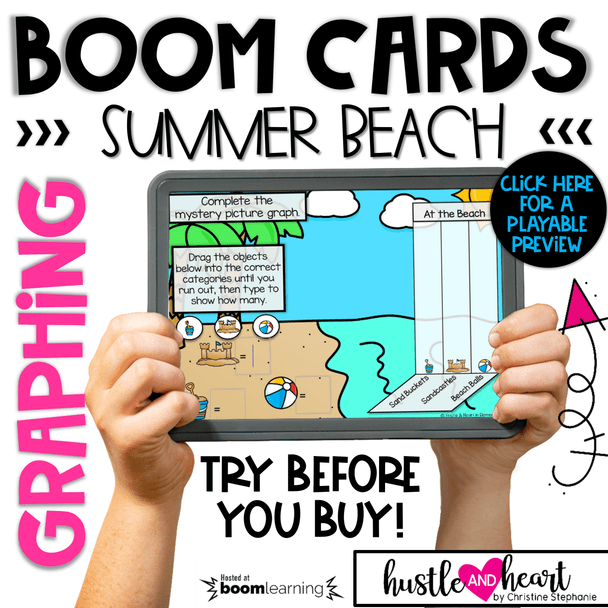 Graphing | Summer Math Beach Themed BOOM CARDS