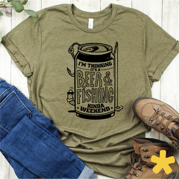 "It's a Beer & Fishing Kinda Weekend" Crew Neck T-shirt