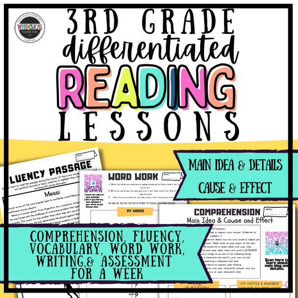 3rd Grade Differentiated Reading Activities - Main Idea & Details & Cause & Effect