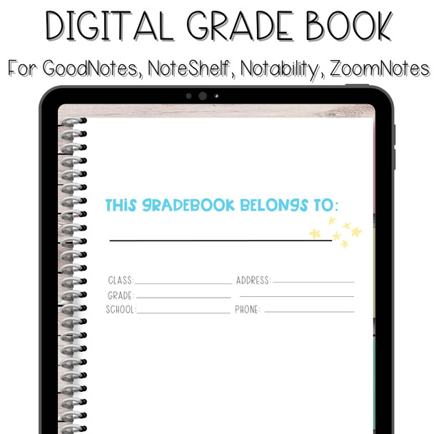 Pastel Bright Digital Grade Book for PDF Annotating App for Tablet or iPad