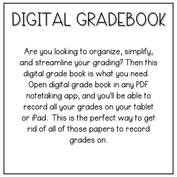 Pastel Bright Digital Grade Book for PDF Annotating App for Tablet or iPad