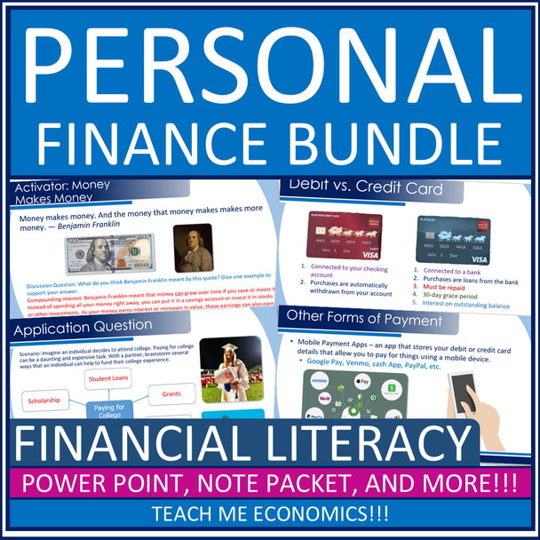 Personal Finance Powerpoint Bundle, Savings, Investing, Credit Cards, Economics