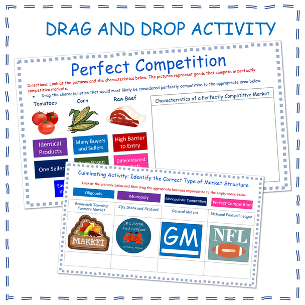 Four Market Structures Drag and Drop Google Slides for High School Economics