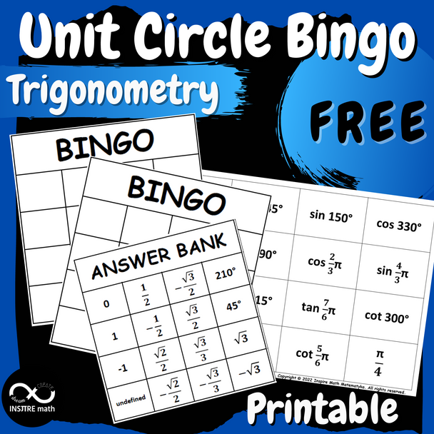 FREE Unit Circle Bingo Trigonometry Math Game Evaluating Trig Functions