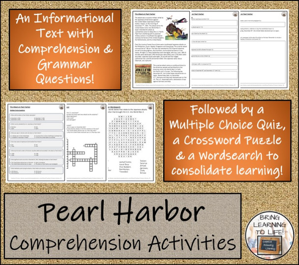 Attack on Pearl Harbor Close Reading Comprehension Activities | 5th & 6th Grade
