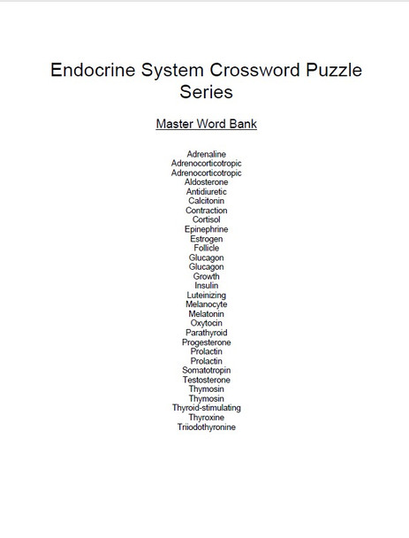 Endocrine System Crossword Puzzle Series (3 XP)