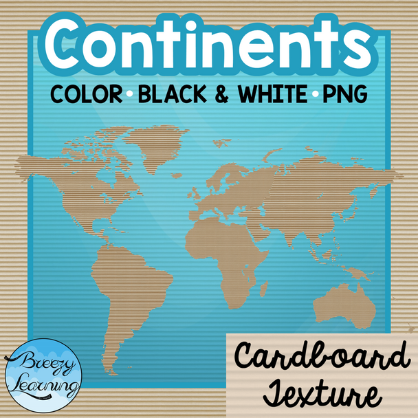 Burlap & Cardboard Continent Clipart! Color and Black and White