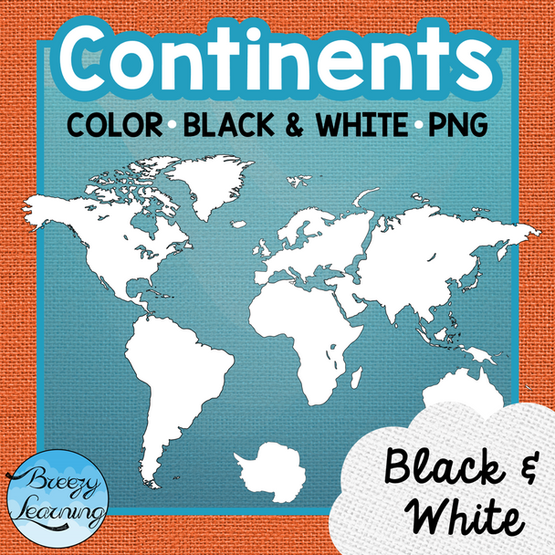 Burlap & Cardboard Continent Clipart! Color and Black and White