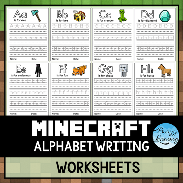 Alphabet Letter Tracing Worksheets MINECRAFT