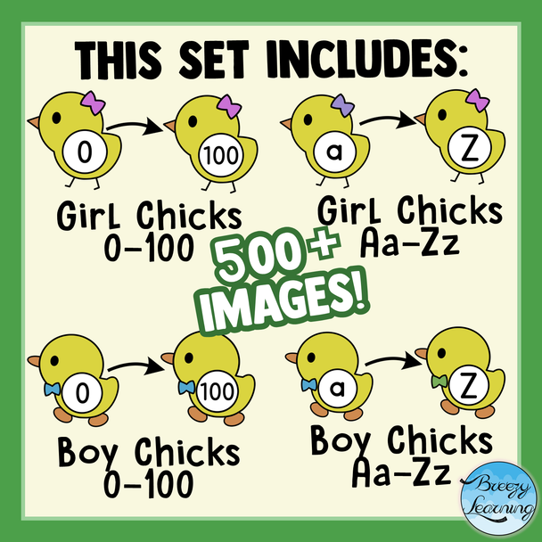 Chick Letter and Number Tiles - Moveable Clipart - 500+ images!