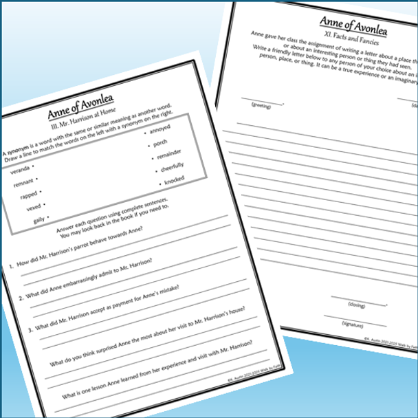 Anne of Avonlea Novel Study