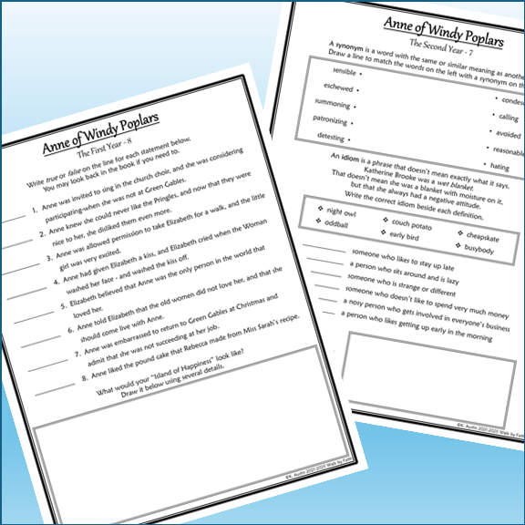 Anne of Windy Poplars Novel Study