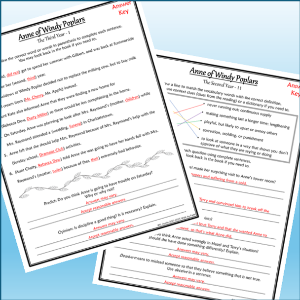 Anne of Windy Poplars Novel Study